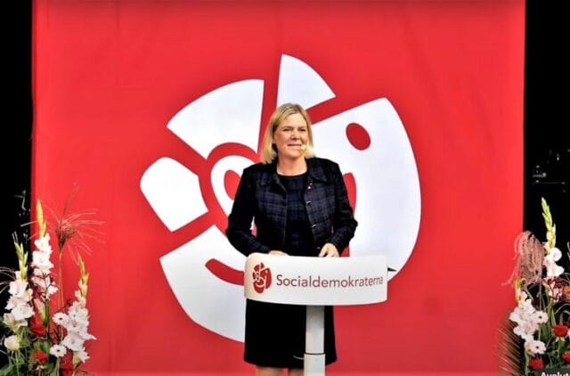 S partiledaren Magdalena Andersson - Foto - Youtube.