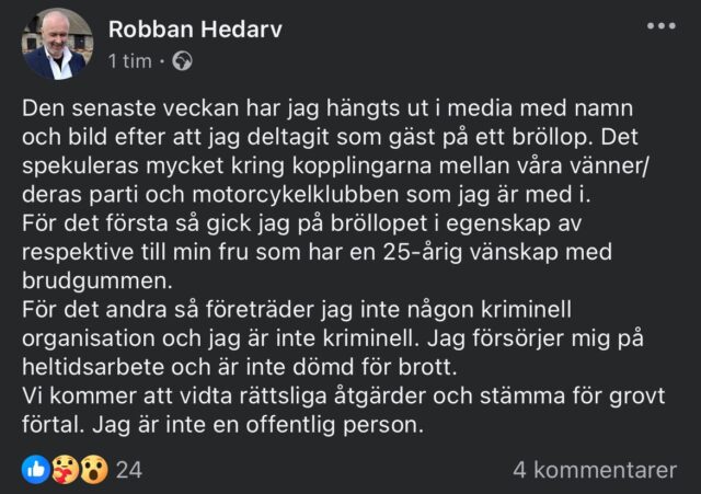 Robban Hedarv gär nu till motattack till drevet mot honom och Jimmies bröllop